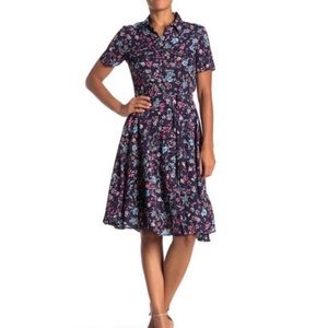 Like New Nanette NANETTE LEPORE Navy Floral Print Belted Dress, Size 12